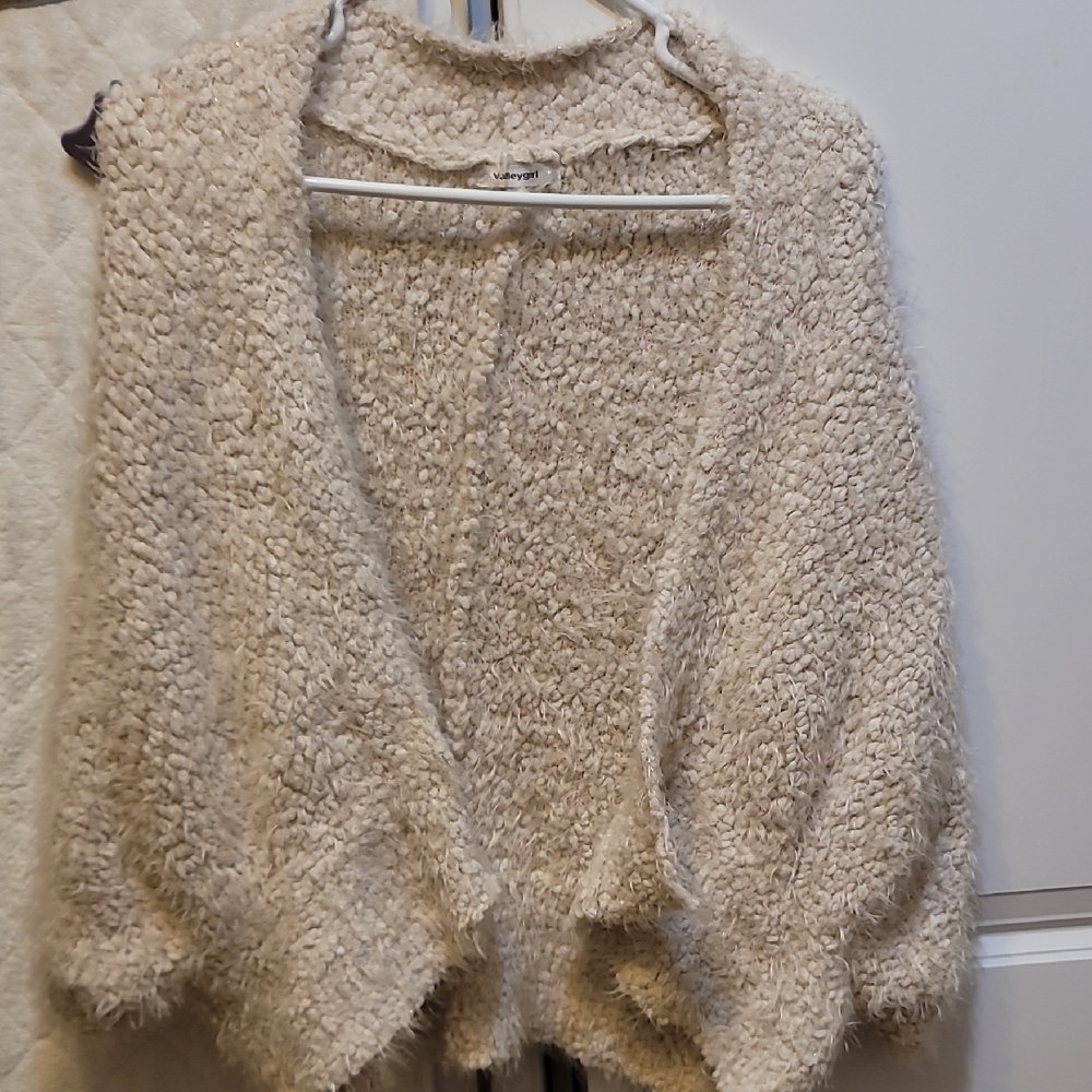 Valleygirl Cream Cardigan Plush Textured Sweater
